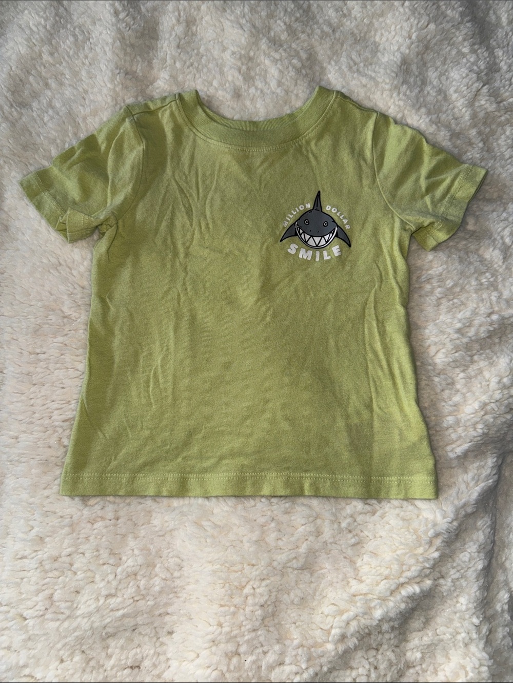 Old Navy Lime Green Short Sleeve Tee with Shark Smile Graphic